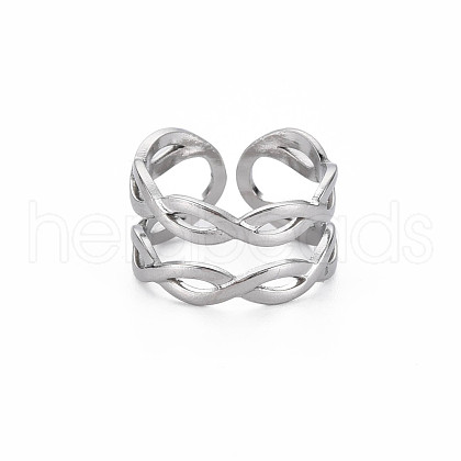 304 Stainless Steel Infinity Cuff Ring RJEW-N038-040P-1