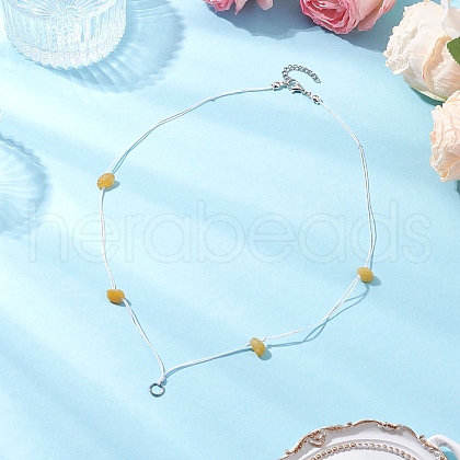 Natural Topaz Jade Chip Beads Necklace Making with 304 Stainless Steel Jump Rings and Nylon Thread NJEW-JN05215-02-1