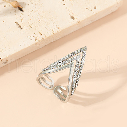 Fashionable V-shape Alloy Crystal Rhinestone Finger Rings for Women DH6249-2-1