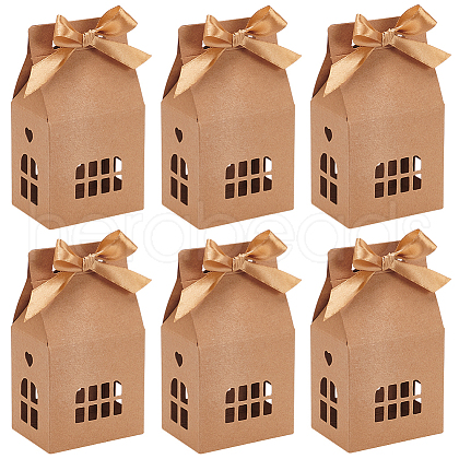 Hollow House Shaped Kraft Paper Candy Boxes CON-WH0105-12-1