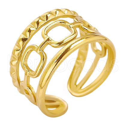 Vintage Hollow Stainless Steel French Style Cuff Rings for Women LA6157-2-1