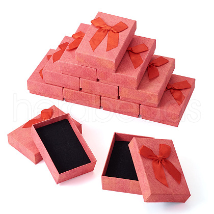 Rectangle Paper Jewelry Set Storage Gift Boxes with Bowknot CON-TAC0014-12D-1