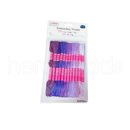 12 Skeins 12 Colors 6-Ply Polyester Embroidery Floss PW-WG76902-07-1