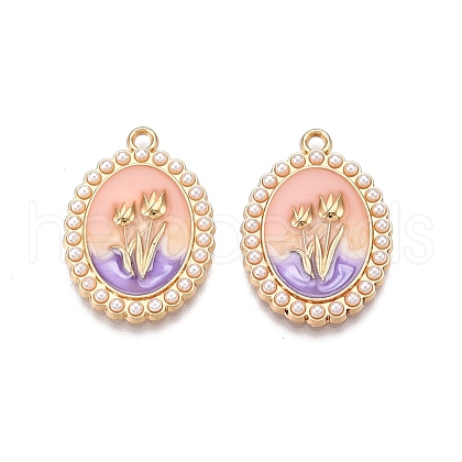 Rack Plating Alloy Enamel Pendants ENAM-N056-408B-1