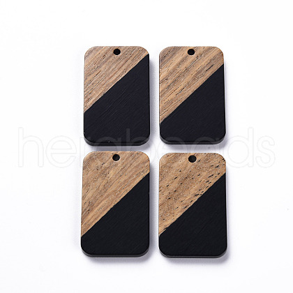Opaque Resin & Walnut Wood Pendants RESI-T035-38E-1