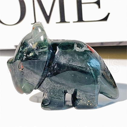 Natural Bloodstone Carved Healing Rhinoceros Figurines PW-WG88972-02-1