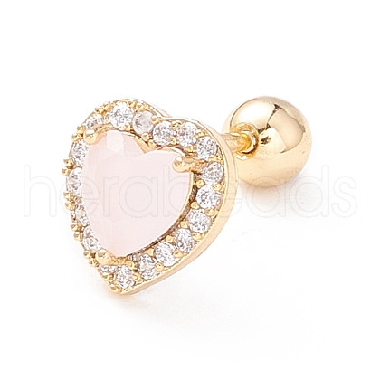 Heart Cat Eye Stud Earrings for Women EJEW-A065-06G-1