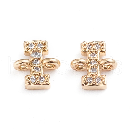 Brass Micro Pave Cubic Zirconia Letter Links ZIRC-I042-16G-I-1