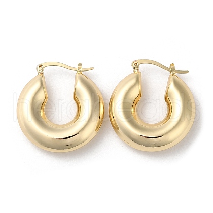 Donut Brass Hoop Earrings EJEW-K247-08G-1