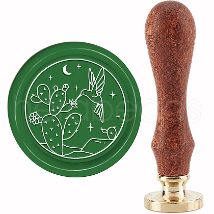 Brass Wax Seal Stamp with Handle AJEW-WH0184-0431-1