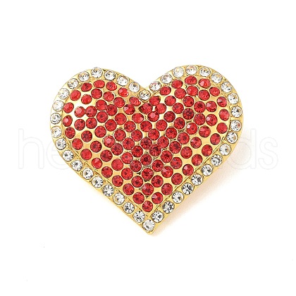Heart Zinc Alloy Rhinestone Brooches for Backpack Clothes JEWB-R069-01B-G-1