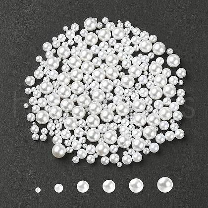 300Pcs 6 Styles No Hole ABS Plastic Imitation Pearl Round Beads MACR-YW0002-57-1