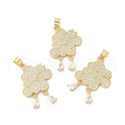 Rack Plating Brass Micro Pave Cubic Zirconia Pendants KK-B068-06G-1