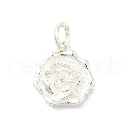 925 Sterling Silver Flower Charms with Jump Rings and 925 Stamp STER-M021-02S-01-1