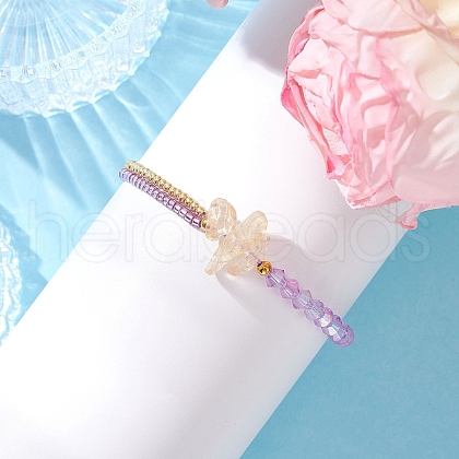 Faceted Bicone Glass with Round Glass Seed Beads Braided Bead Bracelets BJEW-MZ00164-06-1