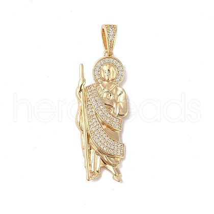 Brass Clear Cubic Zirconia Pendants KK-Z050-03G-06-1