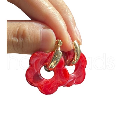 Flower Stainless Steel Acrylic Hoop Earrings FS-WGEB331-24-1