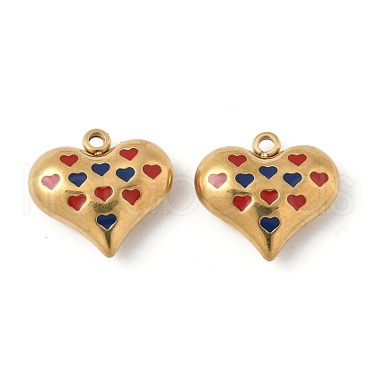 304 Stainless Steel Enamel Pendants STAS-L022-528G-1