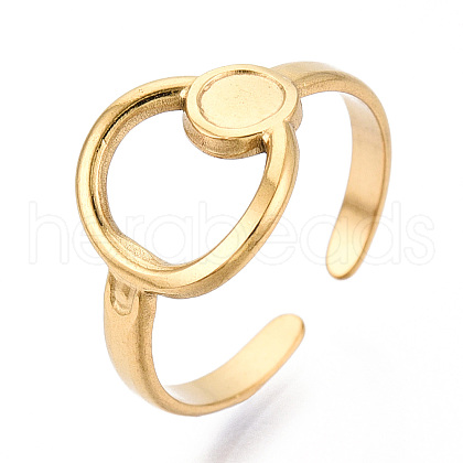 304 Stainless Steel Cuff Ring Components STAS-T066-35G-1