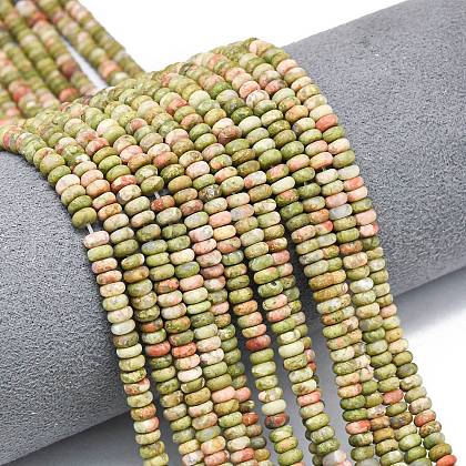 Natural Unakite Beads Strands G-P575-A12-4x2mm-02-1