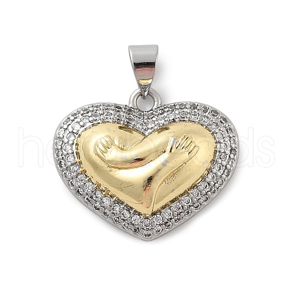 Brass Micro Pave Cubic Zirconia Pendants KK-C091-02A-PG-1