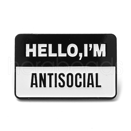 Word Hello I'm Antisocial Enamel Pin JEWB-H010-04EB-01-1