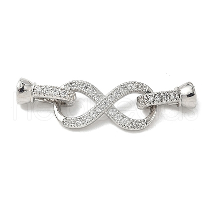 Brass Micro Pave Clear Cubic Zirconia Fold Over Clasps KK-U059-33P-1