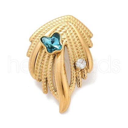 Wing 304 Stainless Steel Pave Cubic Zirconia Brooches for Backpack Clothes JEWB-Z041-01G-1