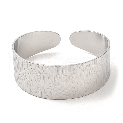Non-Tarnish 304 Stainless Steel Textured Cuff Bangles for Women BJEW-L682-016P-1