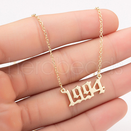 1994 Birth Year Number 201 Stainless Steel Pendant Cable Chain Necklaces FS-WGB5F08-16-1