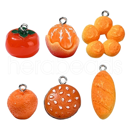 30Pcs 6 Styles Opaque Resin Pendants RESI-YW0001-70-1