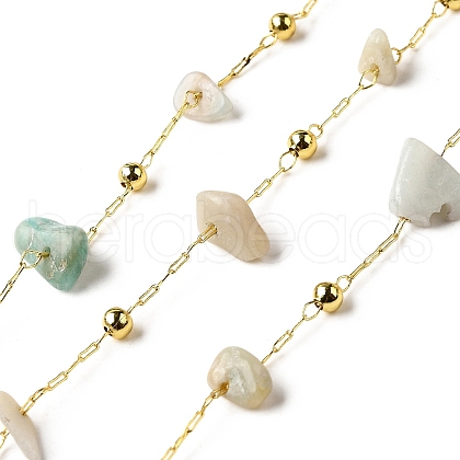 Handmade Natural Amazonite Chip Beaded Chains CHC-F020-09G-05-1