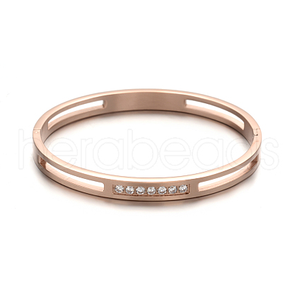 Ion Plating(IP) 304 Stainless Steel Bangles BJEW-E277-29B-RG-1