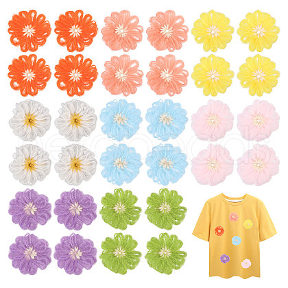CHGCRAFT 32Pcs 8 Colors Handmade Fibre Knitting Ornament Accessories FIND-CA0009-67-1