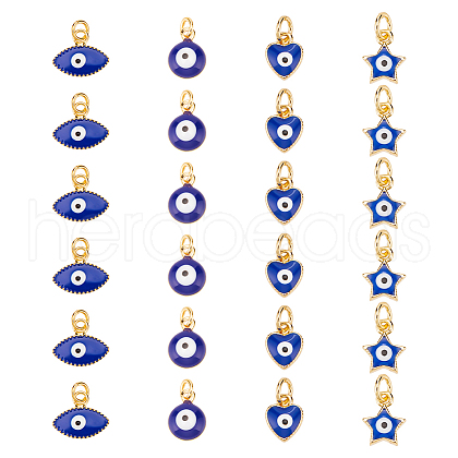 DICOSMETIC 24Pcs 4 Style Rack Plating Brass Enamel Charms KK-DC0001-84-1