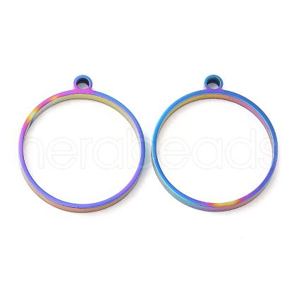 304 Stainless Steel Open Back Bezel Flat Round Pendants STAS-Z040-04B-RC-1