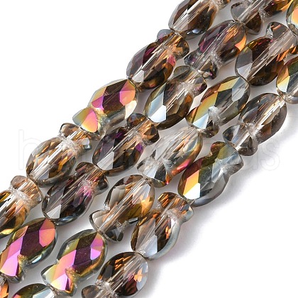 Transparent Electroplate Glass Beads Strands EGLA-F157-HP02-1