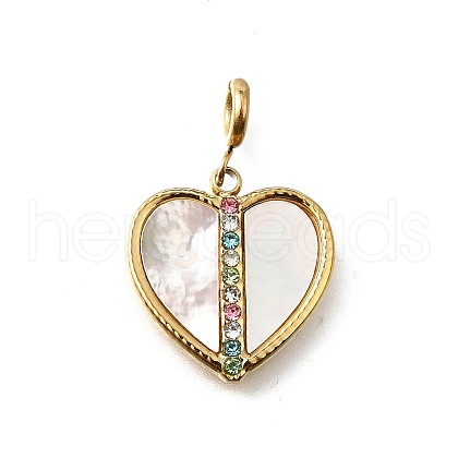 Heart 304 Stainless Steel Rhinestone Pendant Decorations STAS-H202-04G-03-1
