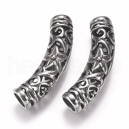 304 Stainless Steel Hollow Tube Beads STAS-I082-09AS-1