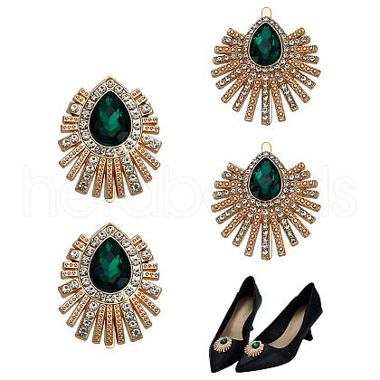 4Pcs 2 Style Alloy Rhinestone Detachable Shoe Buckle Clips FIND-FG0003-97-1