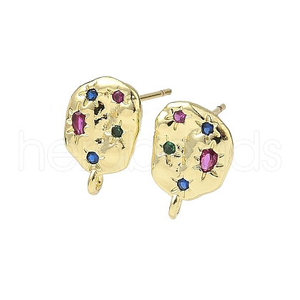 Brass Micro Pave Cubic Zirconia Stud Earring Findings KK-U075-01C-03G-1