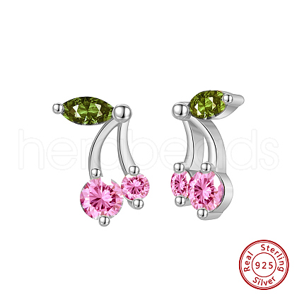 Anti-Tarnish 925 Sterling Silver Micro Pave Cubic Zirconia Stud Earrings EJEW-K284-08P-1
