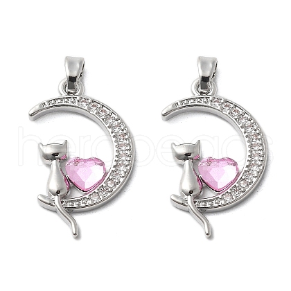 Brass Micro Pave Cubic Zirconia with Glass Pendants KK-Z103-07P-01-1
