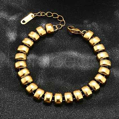 304 Stainless Steel Rectangle Link Chain Braceletes for Women BJEW-R022-01G-1