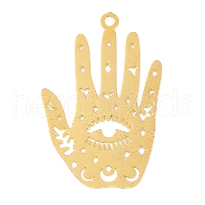 Brass Etched Metal Embellishments Pendants KK-Z058-01G-1