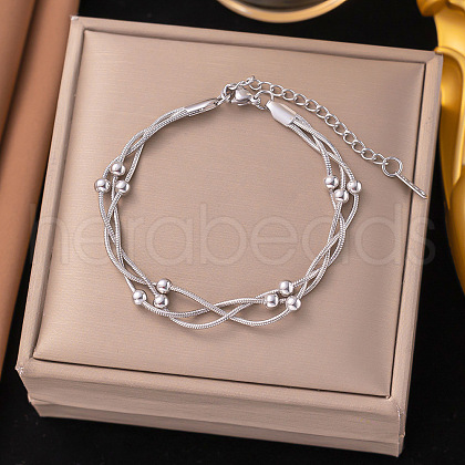 304 Stainless Steel Satellite Chains Bracelets BJEW-Z106-01P-1