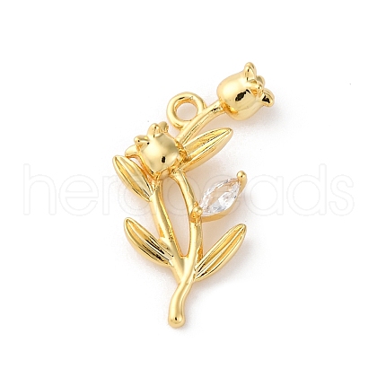 Brass Pave Clear Cubic Zirconia Pendants KK-V016-02G-1