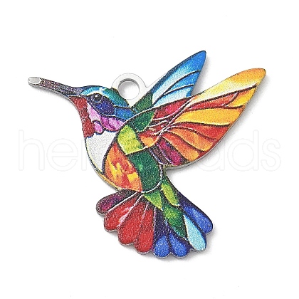 Printed 304 Stainless Steel Pendants STAS-U056-02P-1