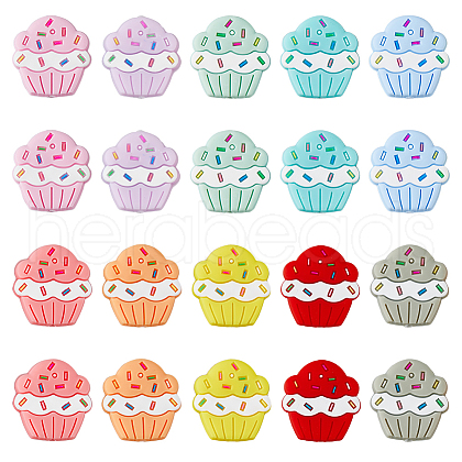 DICOSMETIC 20Pcs 10 Colors Cup Cake Food Grade Eco-Friendly Silicone Beads SIL-DC0001-71-1