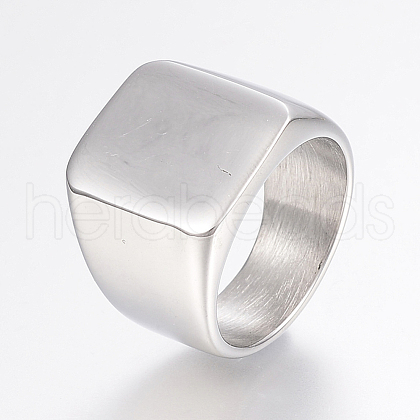 304 Stainless Steel Signet Band Rings for Men RJEW-G091-16-P-1